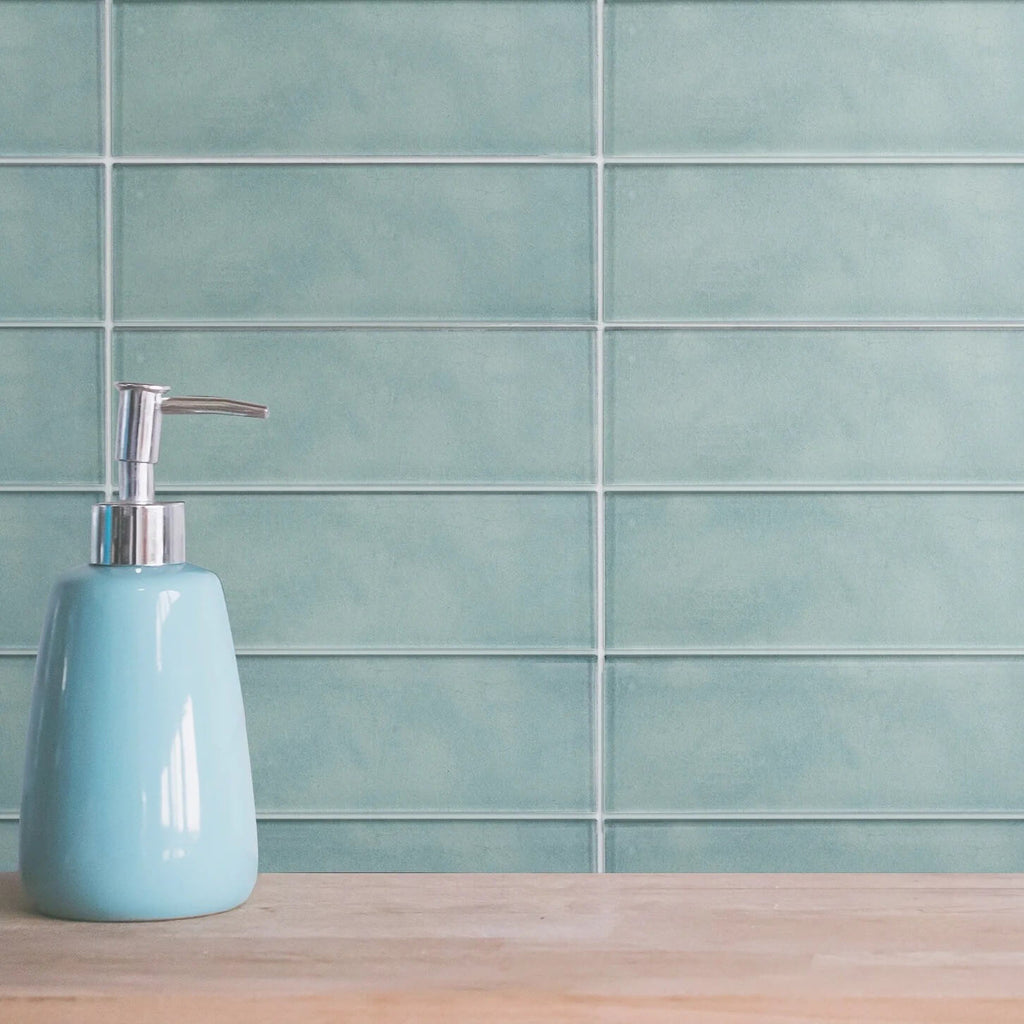 Celadon Blue Glass 3x9" Subway Tile - TileBuys