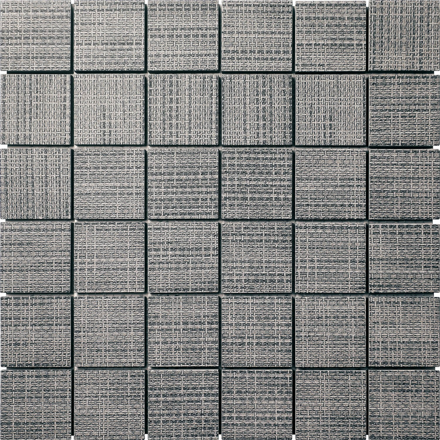 Matte Charcoal Grey 12x12 Fabric Look Porcelain Tile with 2x2 Squares Pattern