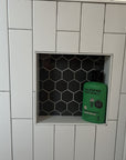 Multi Finish Porcelain Charcoal Gray Hexagon Mosaic Tile Shower Niche