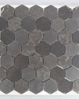 Multi Finish Porcelain Charcoal Gray Hexagon Mosaic Tile in Packaging