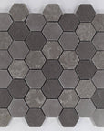 Multi Finish Porcelain Charcoal Gray Hexagon Mosaic Tile