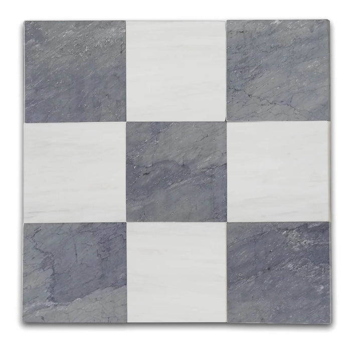 Checkerboard Floor Tile with Bardiglio & Bianco Dolomite Marble - TileBuys