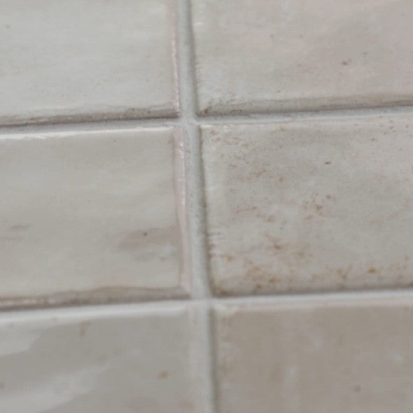 Closeup of Bone Ceramic 2x8 Subway Tiles