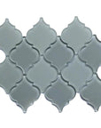 Coastal Gray Glass Arabesque Lantern Mosaic Wall Tile