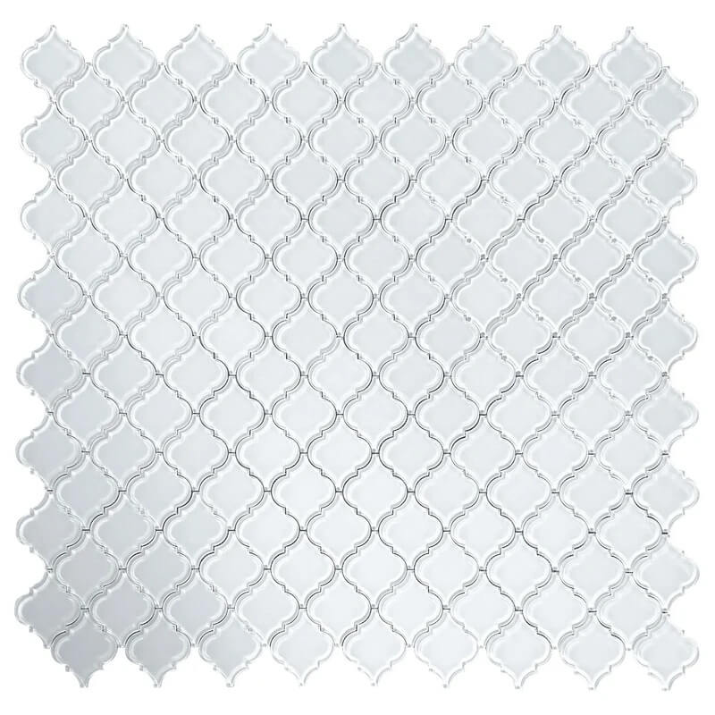 Coastal White Frosted Glass Arabesque Lanterns Mosaic Tiles