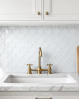 Coastal White Frosted Glass Arabesque Lanterns Mosaic Tile Kitchen Backsplash
