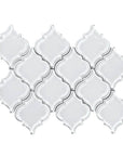 Coastal White Frosted Glass Arabesque Lanterns Mosaic Wall Tile