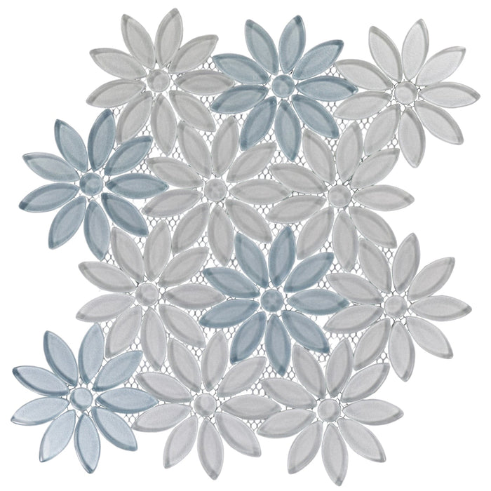 Crystal Daisy Flowers Glass Mosaic Tile