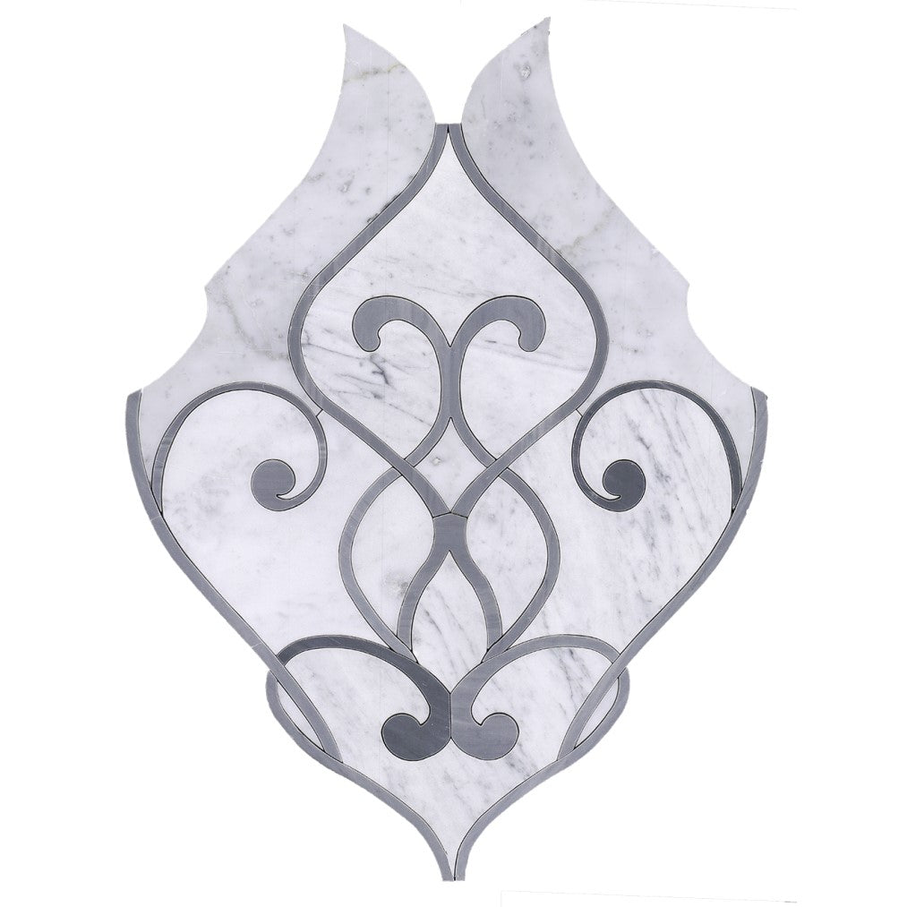 Damask Pattern Marble Waterjet Mosaic Tile - TileBuys