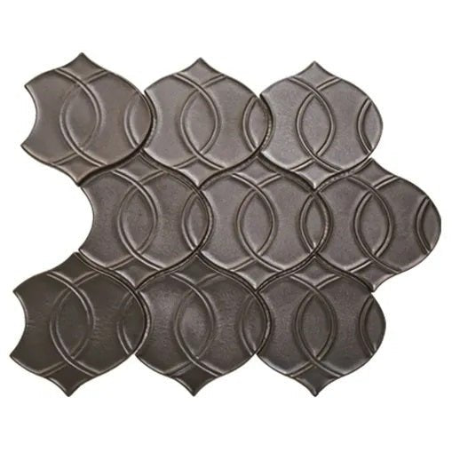 Dark Bronze Textured Porcelain Arabesque Mosaic Tile