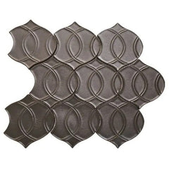 Dark Bronze Textured Porcelain Arabesque Mosaic Tile