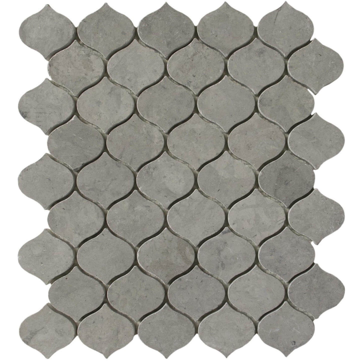 Dark Taupe Honed Marble Droplet Pattern Mosaic Tile