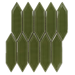 Victorian Olive Green Ceramic Picket Tile Backsplash Southampton