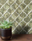 Distressed Antique Mirror Glass Tile in Arabesque Lanterns Mosaic - TileBuys