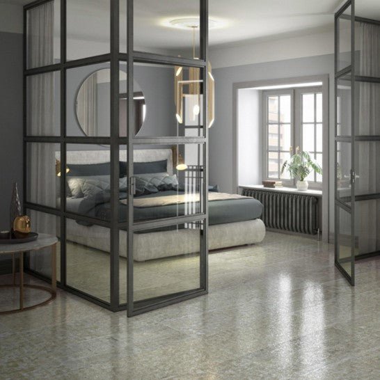 Distressed Gray Metal Look 18x36" Porcelain Tile in Grunge Greige - TileBuys