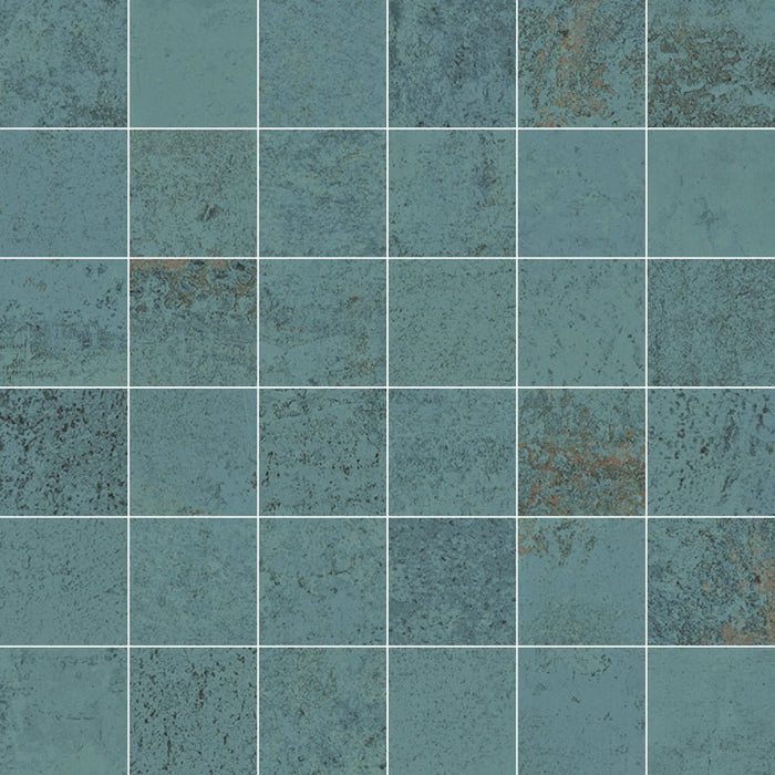 Small Squares Pattern Distressed Blue Green Porcelain Wall and Floor Tile
