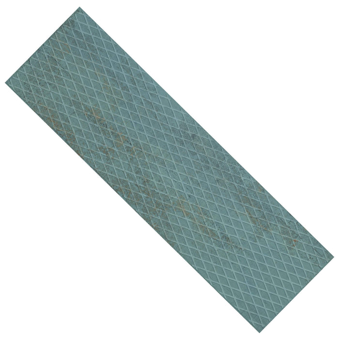 Green Distressed Metal Look Diamond Pattern Ceramic Wall Tile