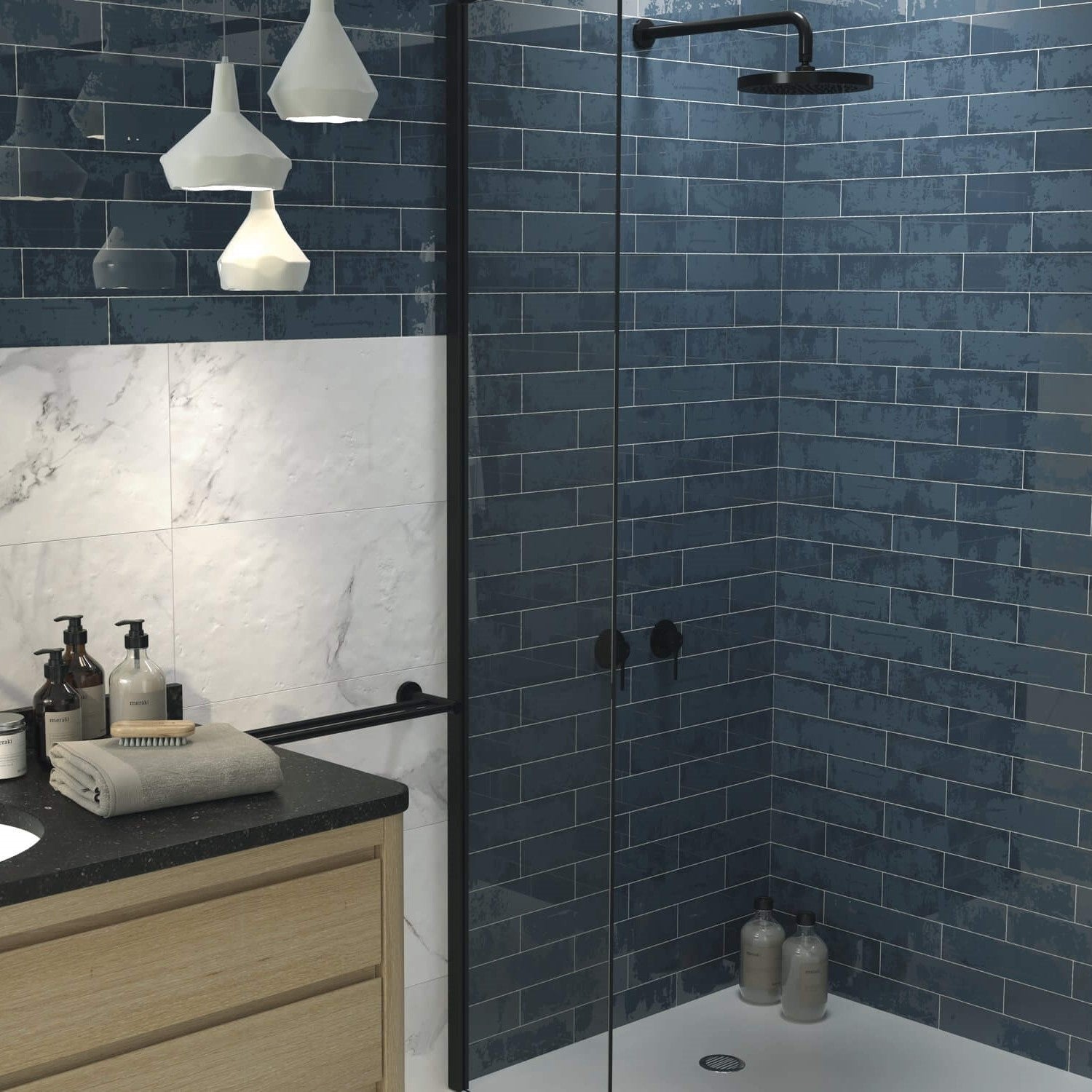 Distressed Rustic Blue Ceramic 3x12 Subway Tile - TileBuys