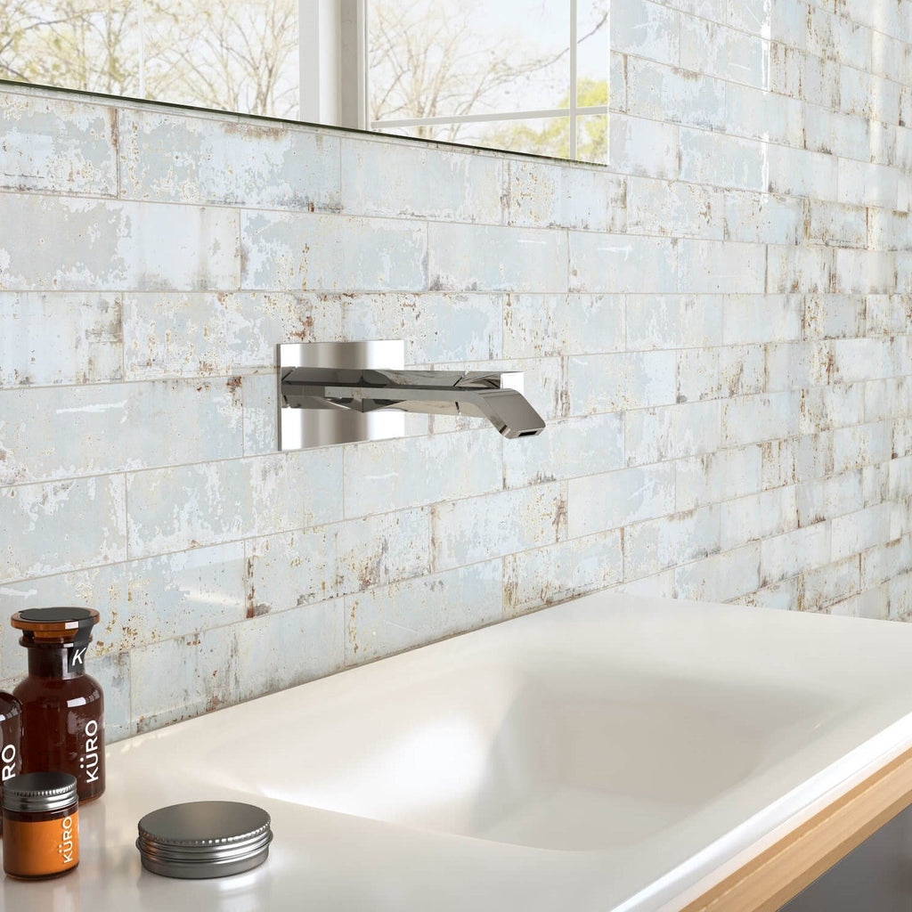 Distressed Rustic White and Rust Red Ceramic 3x12 Subway Tile - TileBuys