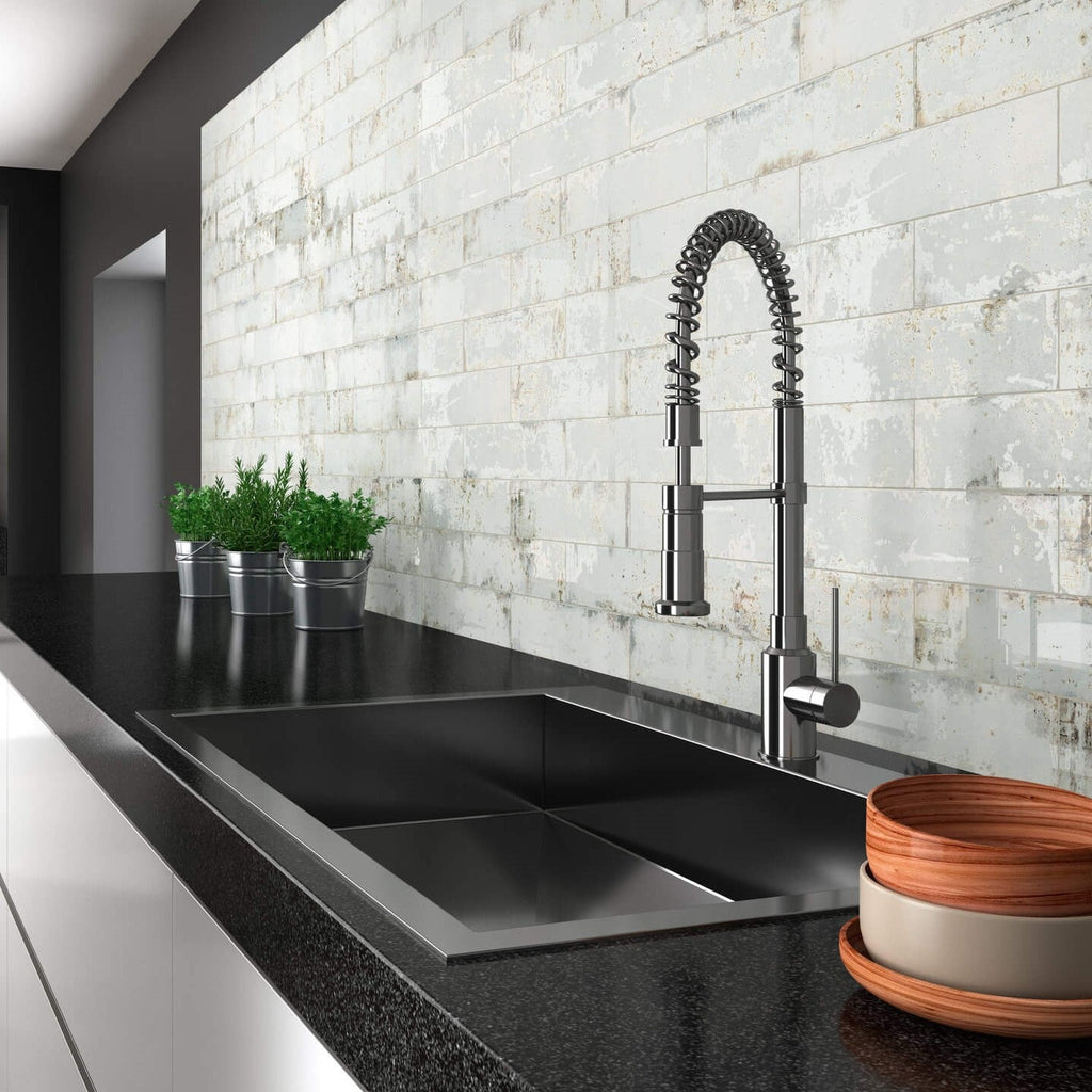 Distressed Rustic White Ceramic 3x12 Subway Tile - TileBuys