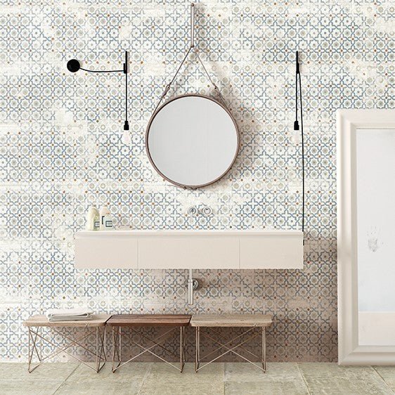 Distressed Star and Cross Pattern 18x47 Ceramic Wall Tile - TileBuys