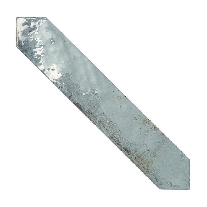 Distressed Rustic Aqua Blue Ceramic Picket Tile Backsplash