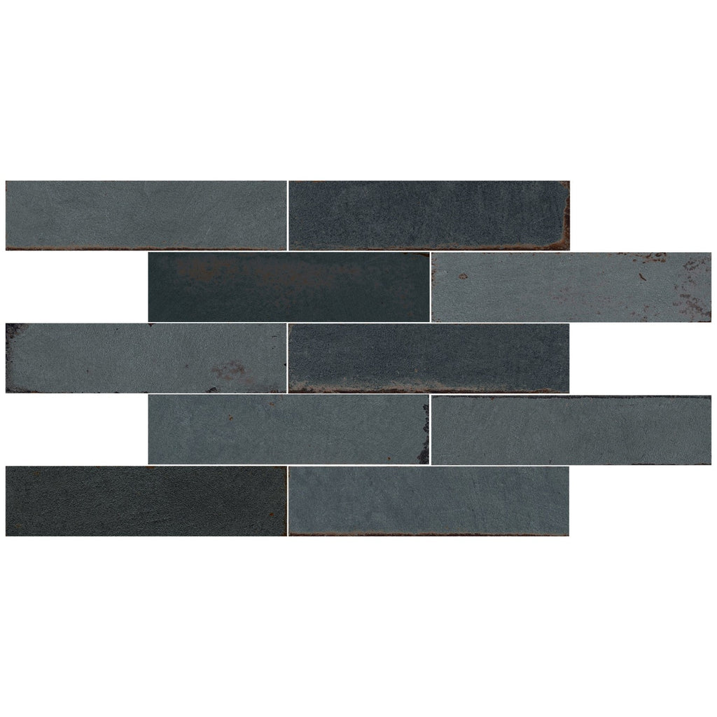 Distressed Charcoal Black 3x11 Porcelain Subway Tiles