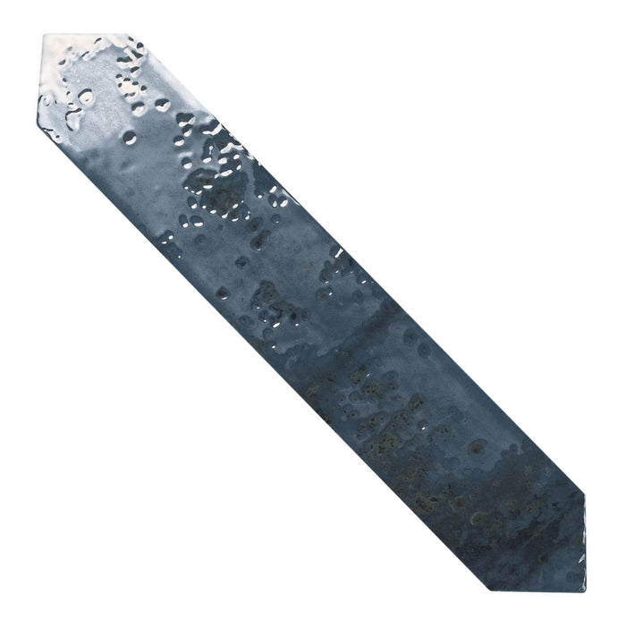 Distressed Rustic Blue Ceramic Picket Tile Backsplash