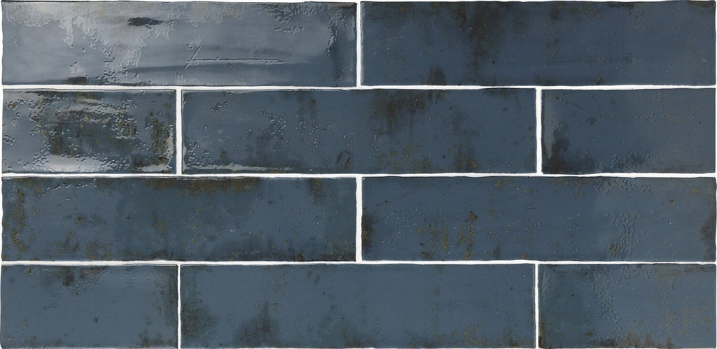 Distressed Rustic Blue Ceramic 3x12 Subway Tile
