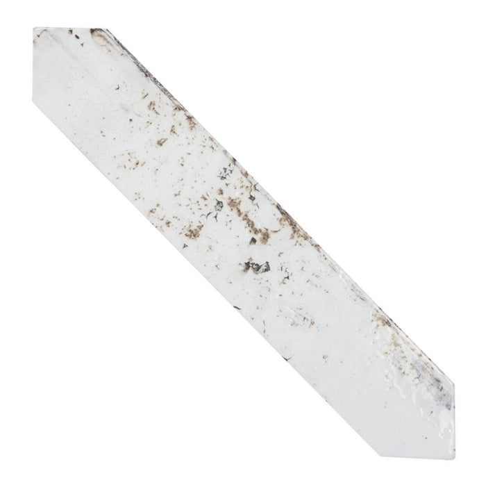 Distressed Rustic White Ceramic Picket Tile Backsplash
