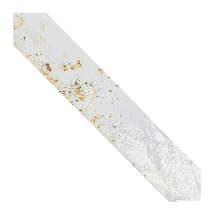 Distressed Rustic White & Rust Red Ceramic Picket Tile Backsplash