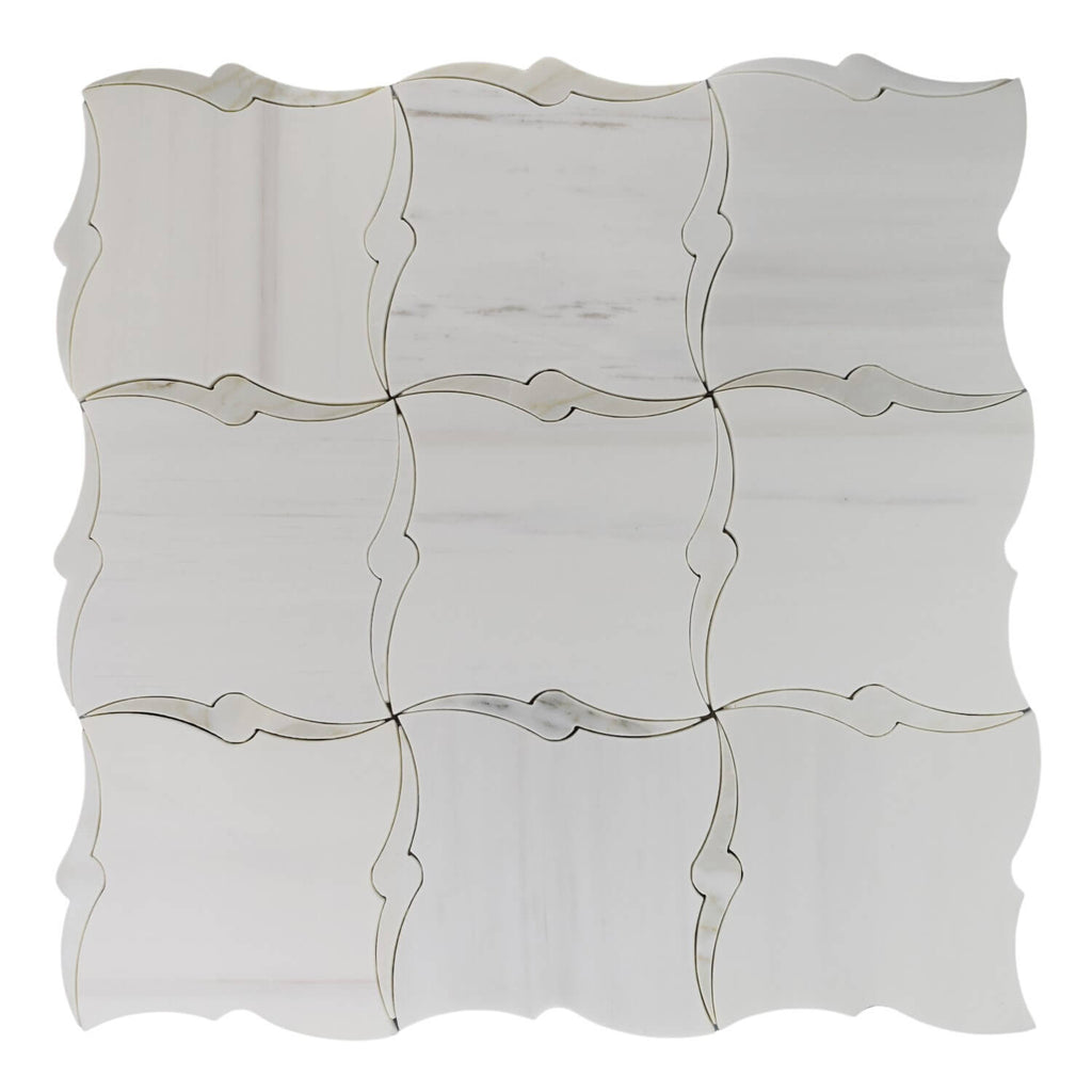 Dolomite and Calacatta Marble Waterjet Mosaic Tile