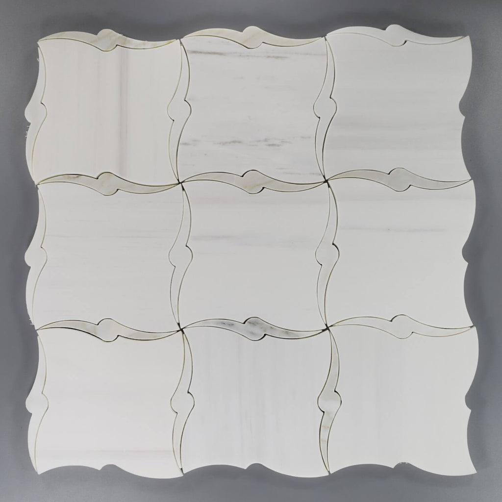 Dolomite and Calacatta Marble Waterjet Mosaic Tile