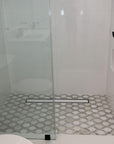 Dolomite and Carrara White Marble Waterjet Mosaic Tile in Chain Link - TileBuys