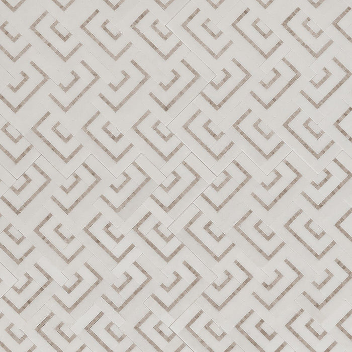 Dolomite and Wooden White Marble Geometric Mosaic Tiles
