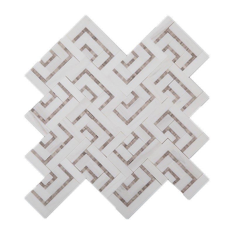 Dolomite and Wooden White Marble Geometric Mosaic Tile