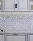 Savoy Dolomite and Wooden White Marble Geometric Mosaic Tile Backsplash