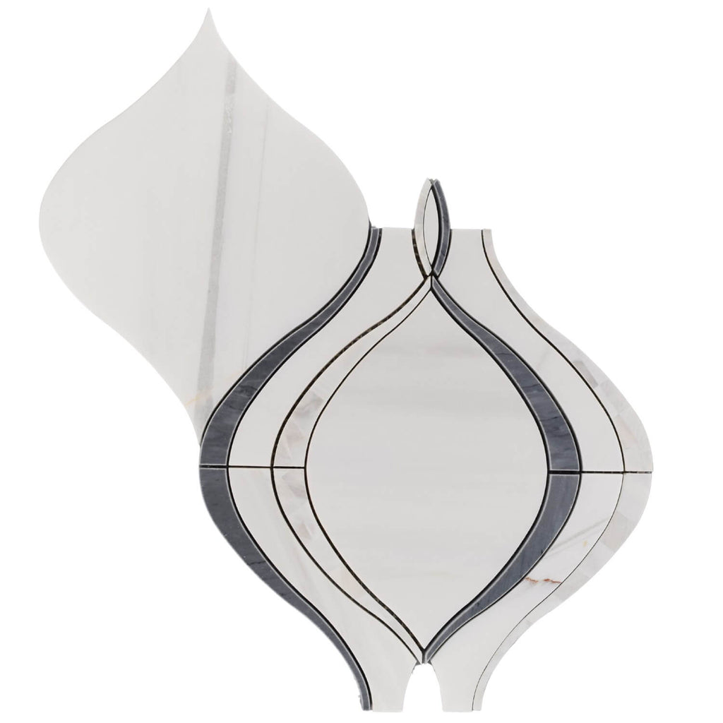 Dolomite, Bardiglio & Mother of Pearl Silver Ribbon Waterjet Mosaic Tile - TileBuys