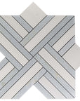 Dolomite & Blue Celeste Marble Lattice Weave Waterjet Mosaic Tile - TileBuys