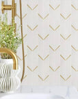 Dolomite White and Gold Metal Arrow Art Deco Tile Backsplash - TileBuys