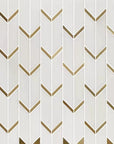 Dolomite White and Gold Metal Arrow Art Deco Tile Backsplash - TileBuys