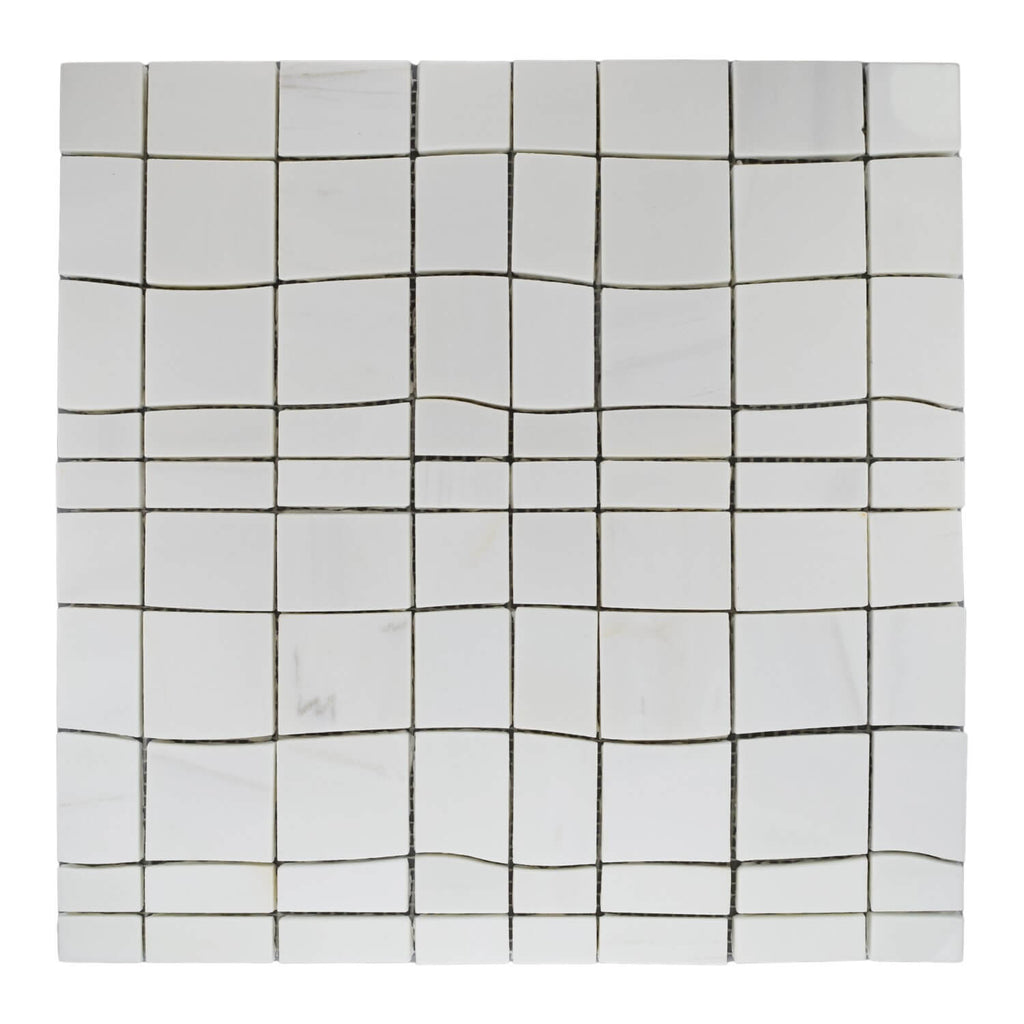 Irregular Square Tile Home › Dolomite White Irregular Squares Waterjet Mosaic Tile
