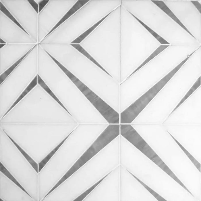 Dolomite and Persian Gray Marble Waterjet Mosaic Tile in Xander