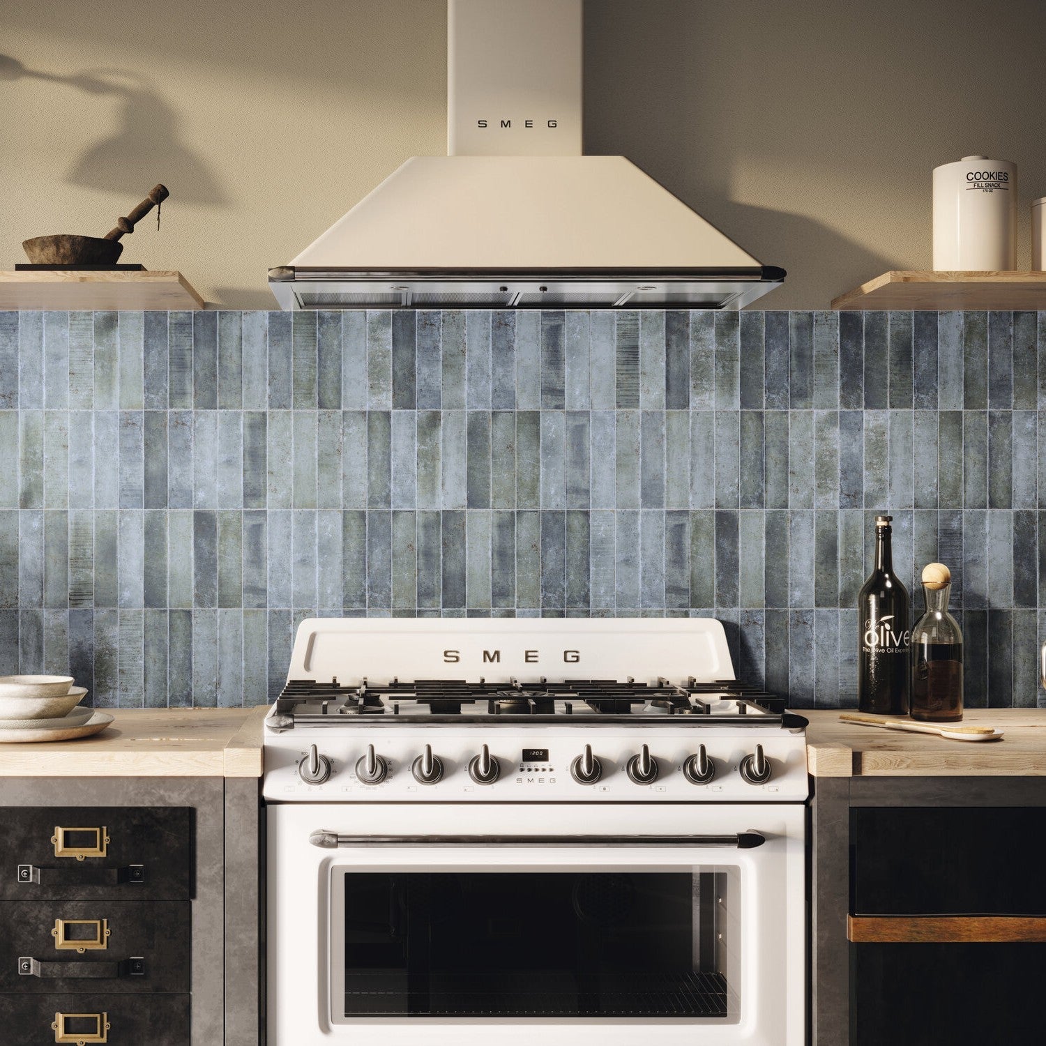 Dusty Blue 2x8 Ceramic Wall Tile Backsplash
