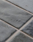 Closeup of Dusty Blue 2x8 Ceramic Wall Tiles