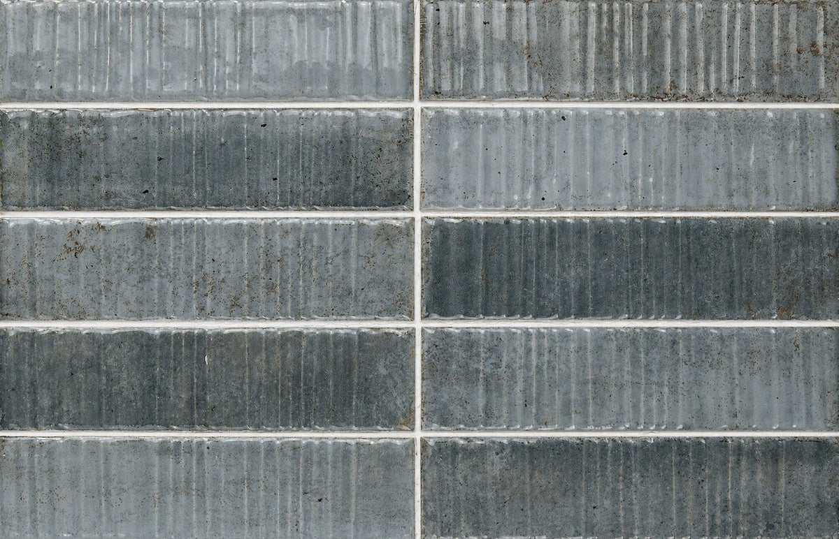 Dusty Blue 2x8 Textured Ceramic Subway Wall Tiles