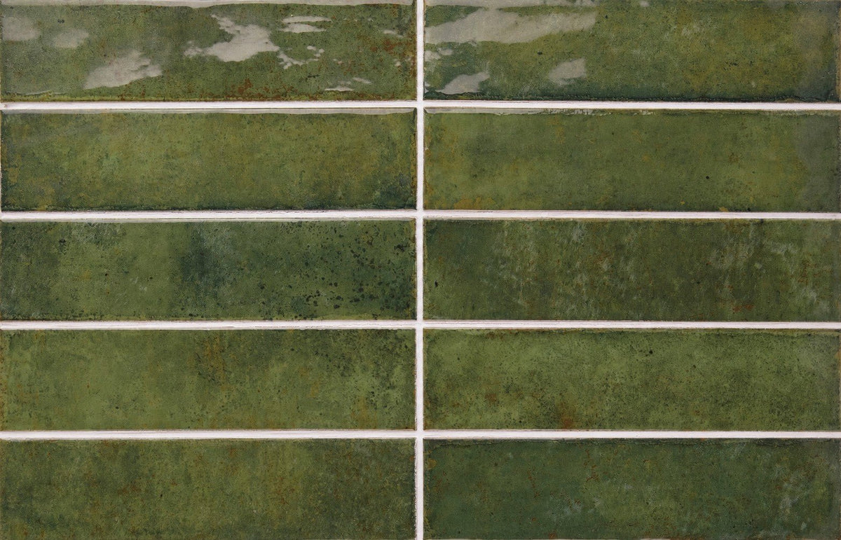 Moss Green Ceramic Subway Wall Tiles