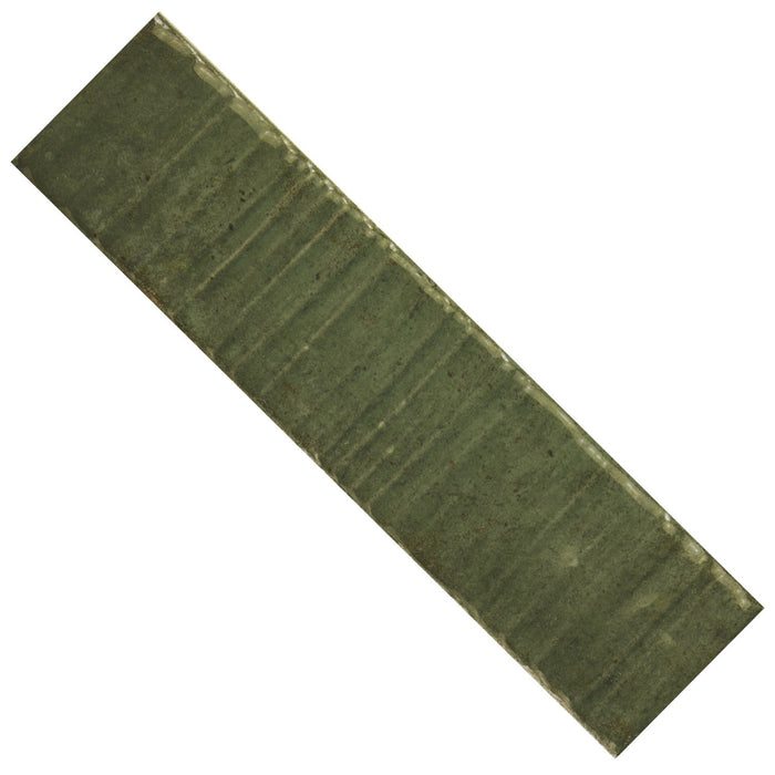 Moss Green Textured Ceramic Subway Tile