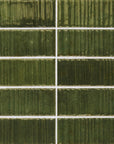 Moss Green Textured Ceramic Subway Tiles