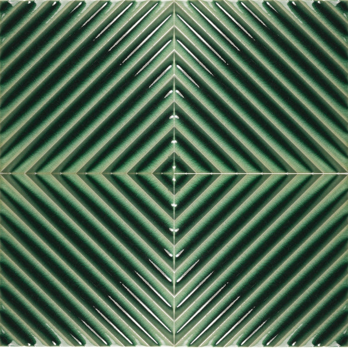 Emerald Green Crackle Porcelain Textured Line Pattern 5x5 Tile - TileBuys